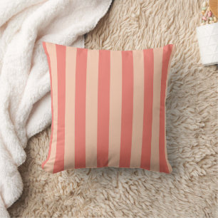 Modern Minimalist Coral Beige Stripes Throw Pillow