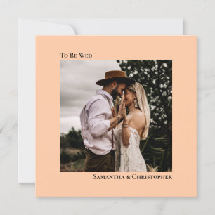 Modern Minimalist Coral Peach Square Photo Wedding Invitation