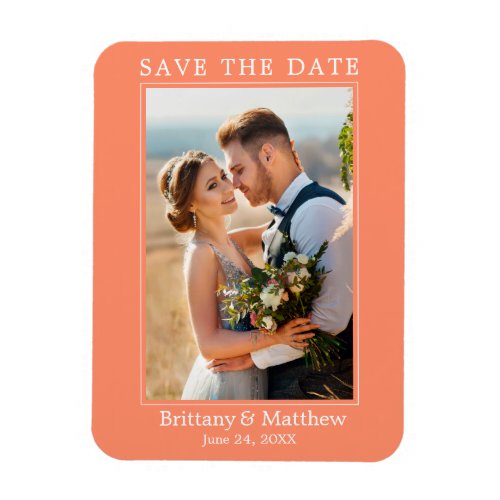 Modern Minimalist Coral Save the Date Magnet