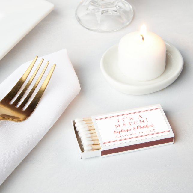Modern Minimalist Coral Wedding Favor  Matchboxes (Insitu)