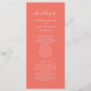 Modern Minimalist Coral Wedding Program
