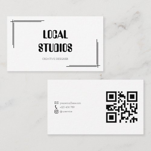 Modern Minimalist Corner Frame QR Code Business Card