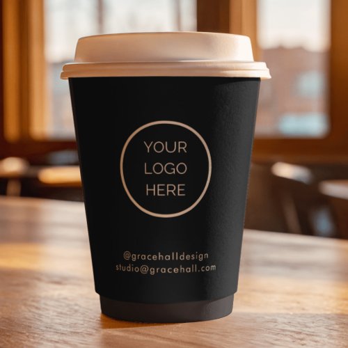 Modern Minimalist Corporate Business Logo Black Paper Cups
