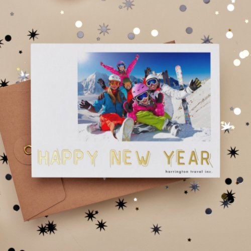 Modern Minimalist Corporate Gold New Years 2024 Foil Holiday Card