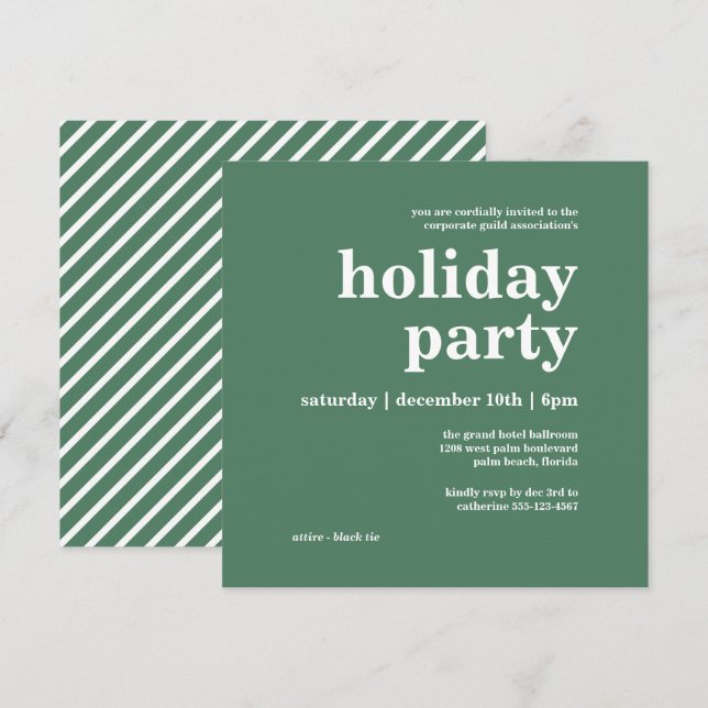 Modern Minimalist Corporate Holiday Party Invitation (Front/Back)
