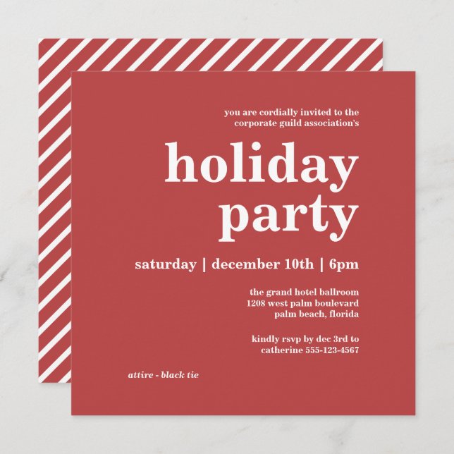 Modern Minimalist Corporate Holiday Party Invitation (Front/Back)