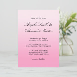 Modern Minimalist Cotton Candy Pink Gradient Invitation