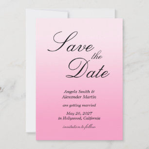 Modern Minimalist Cotton Candy Pink Gradient Save The Date