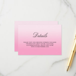 Modern Minimalist Cotton Candy Pink Ombre Details Enclosure Card