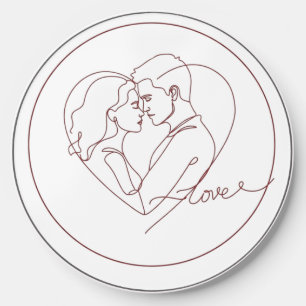 Modern Minimalist Couple Line Art - Wireless Charg