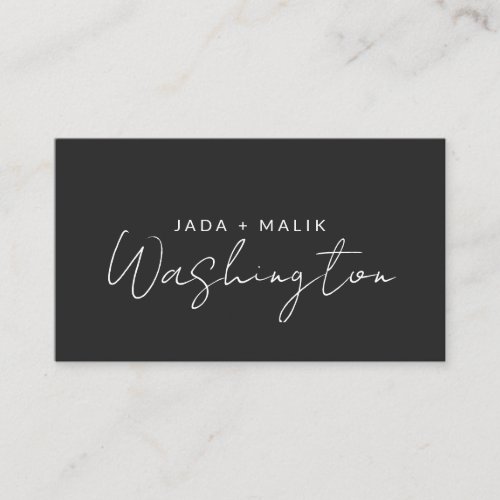 Modern Minimalist Couple Monogram Calling Card