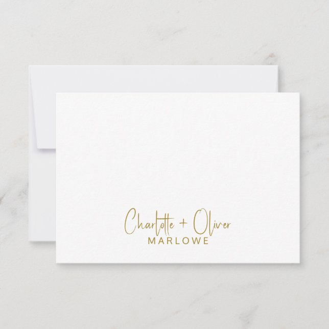 Modern Minimalist Couple Name Handwritten Monogram Note Card (Front)