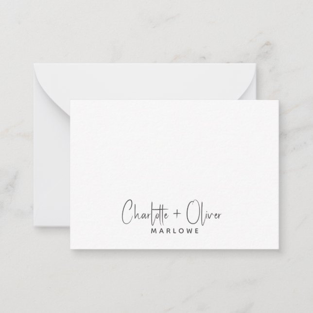 Modern Minimalist Couple Name Monogram Note Card (Front)