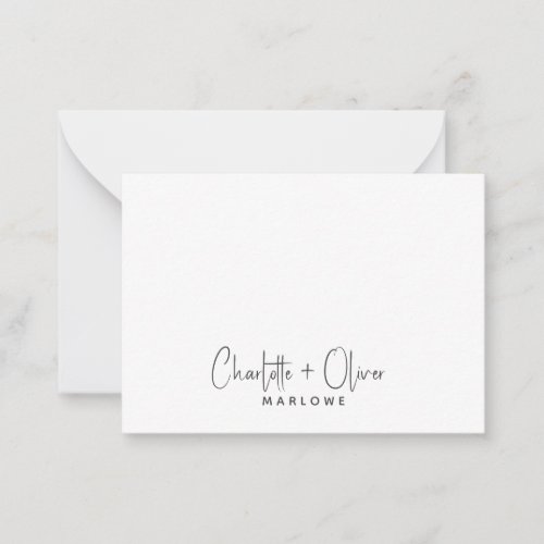 Modern Minimalist Couple Name Monogram Note Card