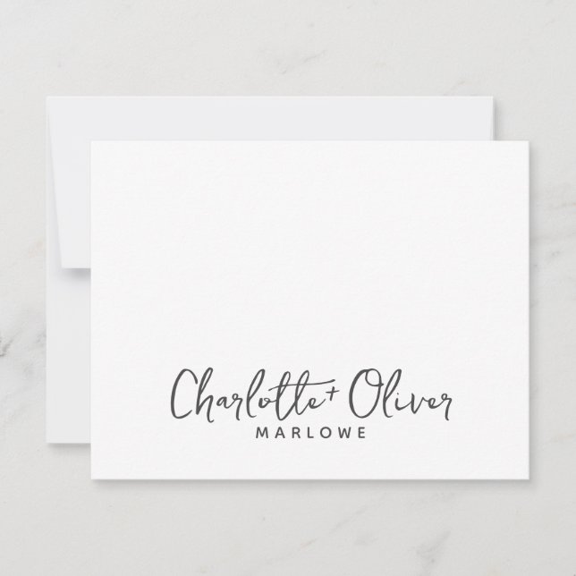Modern Minimalist Couple Name Monogram Note Card (Front)