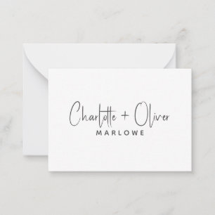Modern Minimalist Couple Name Monogram Note Card