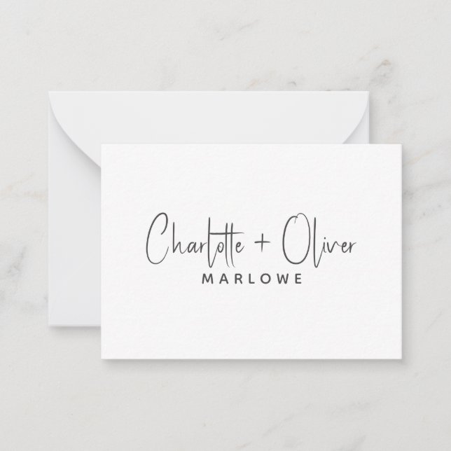Modern Minimalist Couple Name Monogram Note Card (Front)
