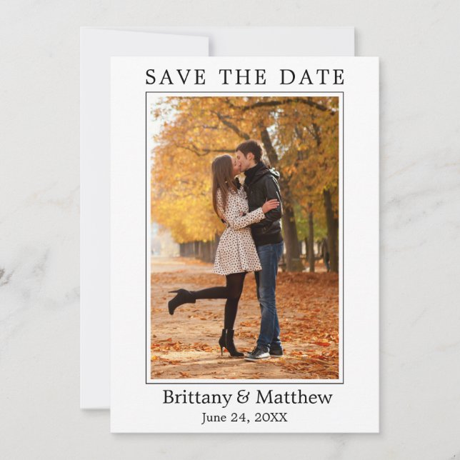 Modern Minimalist Couple Photo Save The Date (Front)