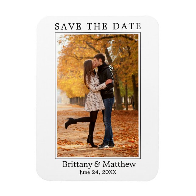 Modern Minimalist Couple Photo Save the Date Magnet (Vertical)