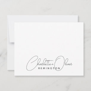 Modern Minimalist Couple Script Name Monogram Note Card