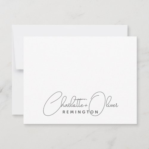 Modern Minimalist Couple Script Name Monogram Note Card