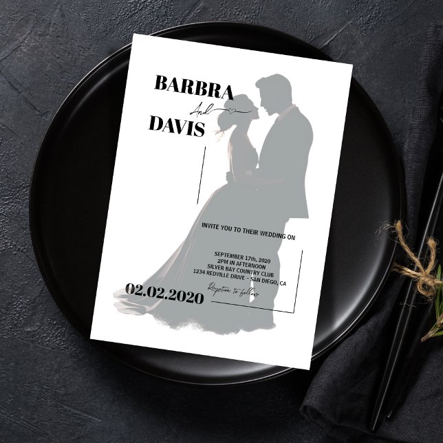 Modern Minimalist Couple Silhouette Wedding  Invitation (Creator Uploaded)