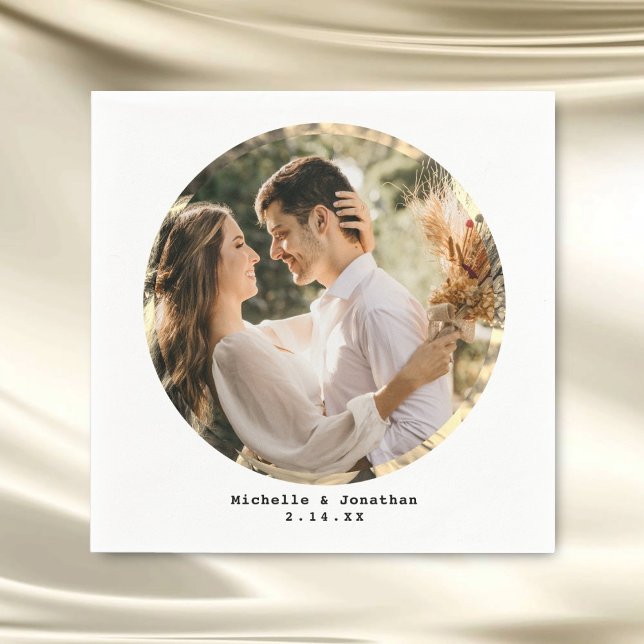 Modern Minimalist Couple Wedding Photo Napkins (Creator Uploaded)