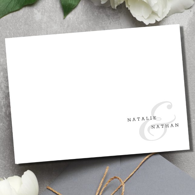 Modern Minimalist Couple's Correspondence  Note Card (Creator Uploaded)