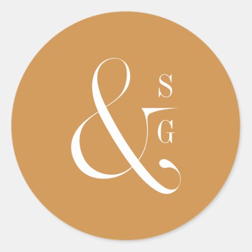 Modern minimalist couples monogram gold classic round sticker