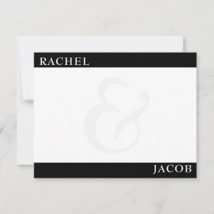 Modern Minimalist Couple's Monogram Stationery Note Card