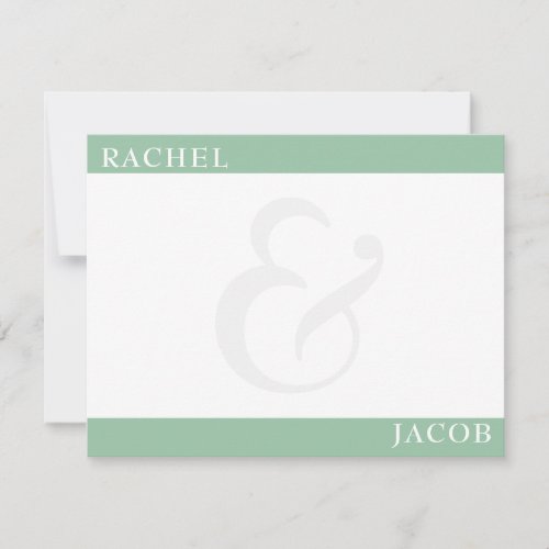 Modern Minimalist Couples Sage Green Stationery Note Card