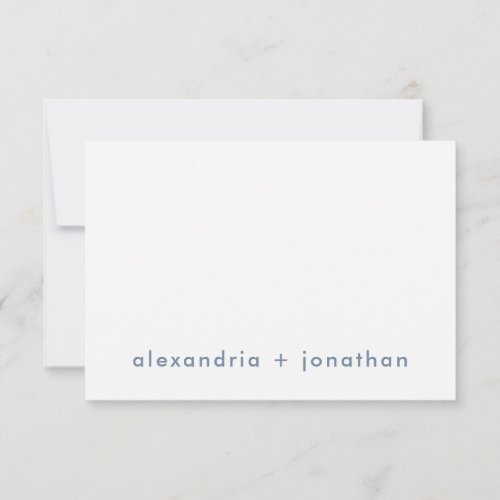 Modern Minimalist Couples Thank You Dusty Blue Note Card