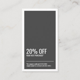 Modern Minimalist Coupon Discount Business Card