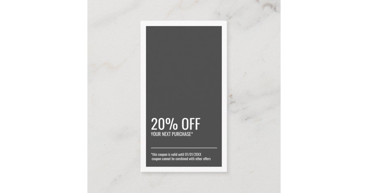 Modern Minimalist Coupon Discount Business Card Zazzle