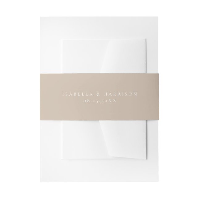 Modern Minimalist Cream Beige Rustic Wedding Invitation Belly Band (Front Example)