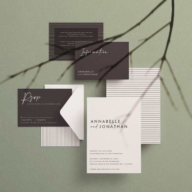 Modern Minimalist Cream & Black Script Wedding  Save The Date (Creator Uploaded)