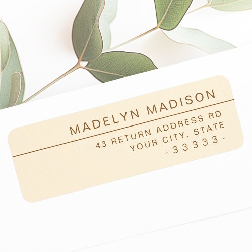 Modern minimalist cream colored return address label