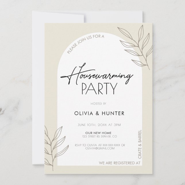 Modern Minimalist Cream Housewarming Invitation (Front)