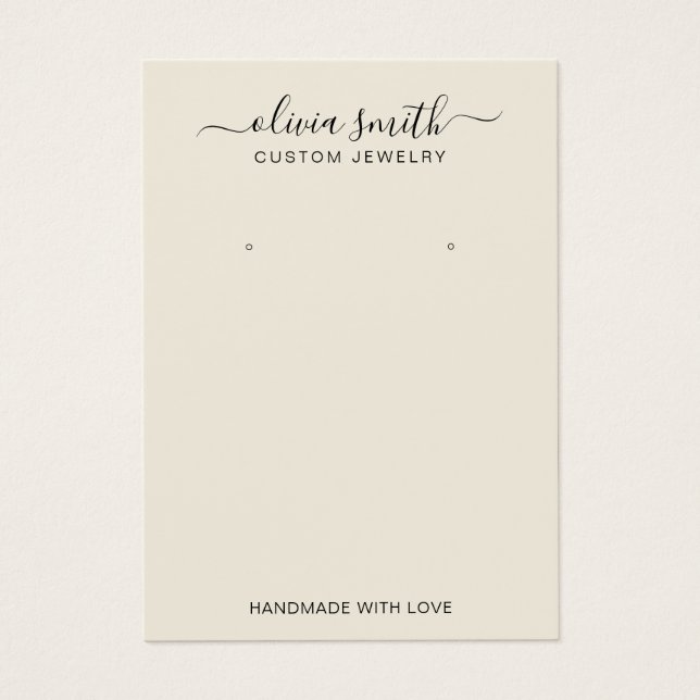 Modern Minimalist Cream Jewelry Display Card (Front)