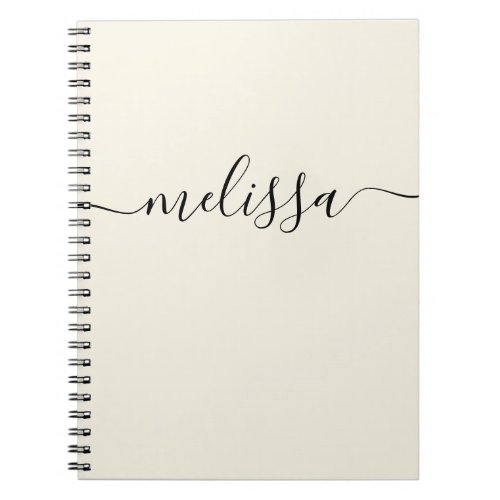Modern Minimalist Cream Signature Script Notebook