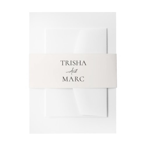 Modern Minimalist Cream Wedding  Invitation Belly Band