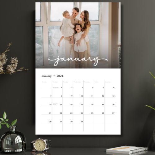 Modern Minimalist Create Your Own Family Photos Calendar