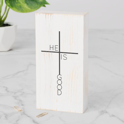 Modern Minimalist Cross with Bible Verse Wooden Box Sign