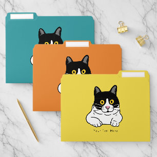 Modern Minimalist Curious Black Cat File Folder