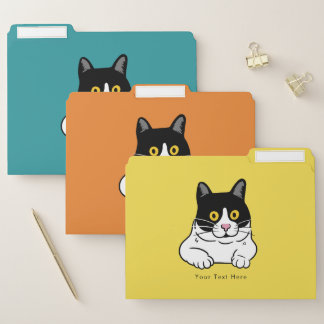 Modern Minimalist Curious Black Cat  File Folder