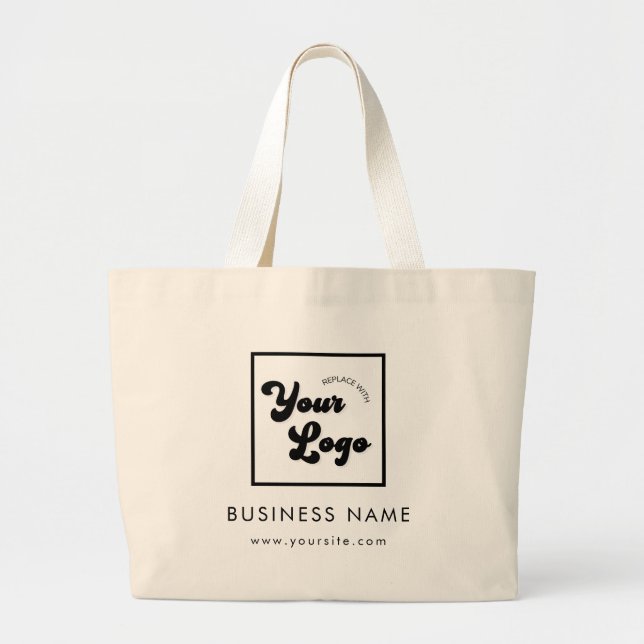 Modern Minimalist Custom Business Company Logo Large Tote Bag (Front)