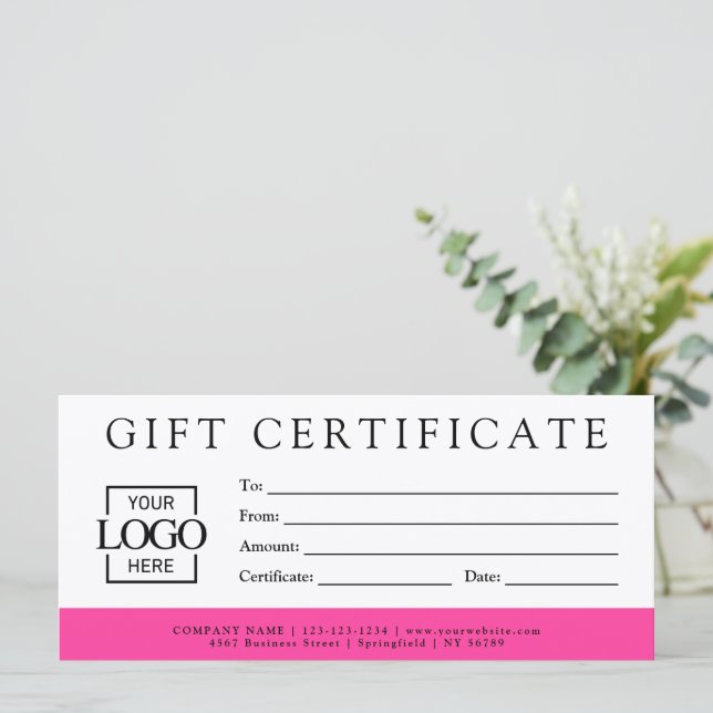 Modern Minimalist Custom Business Gift Certificate (Standing Front)
