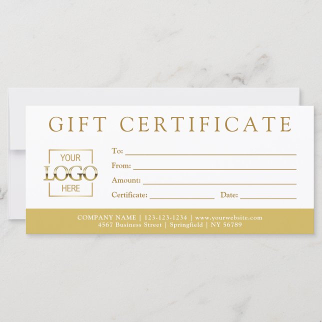 Modern Minimalist Custom Business Gift Certificate (Front)