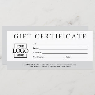 Modern Minimalist Custom Business Gift Certificate