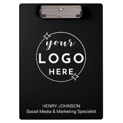 Modern Minimalist Custom Business Logo Name Black Clipboard